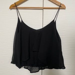 Cropped Black Flowy Tank